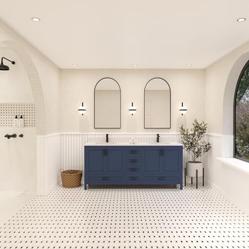Ayna Decors Rooh 72 in Navy Blue Double Sink Bathroom