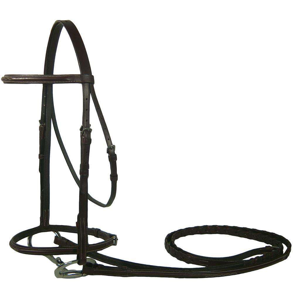 Paris Tack Opulent Series - Double Fancy Stitched Raised Bridle with Laced Reins
