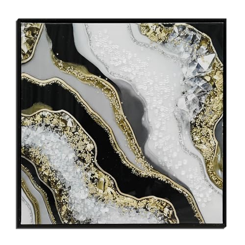 Impression sur toile géode texture cristal et cadre doré haut de gamme