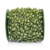 60M Faux Pearl String Artificial Pearl Beads Chain Party Wedding Fishing Line Beads Garland DIY Crafts Party Supplies Bridal Bouquet Decor, Green