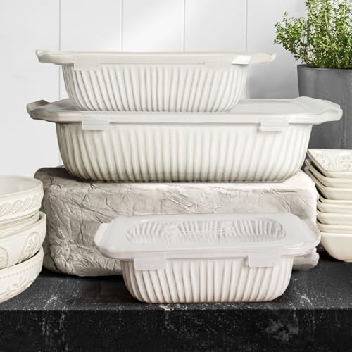 Artena Casserole Dishes For Oven, Ceramic Baking Dish, Large Lasagna Pan With Handles, Baking Pan Casserole Dish, Rectangular Bakeware Deep, White, Set Of 3 (5.1Qt/2.3Qt/1.1Qt) (Baking Dish With Lids) by Artena - Image 9