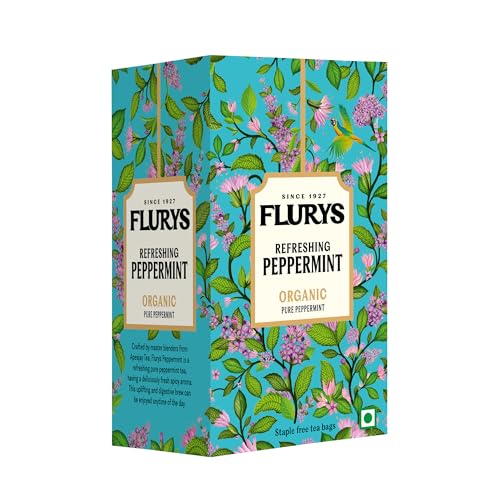Image of Flurys Organic Peppermint Tea | 100% Pure Herbal Tea | Caffeine-Free Mint Infusion for Digestion & Relaxation | 20 Tea Bags (30g)