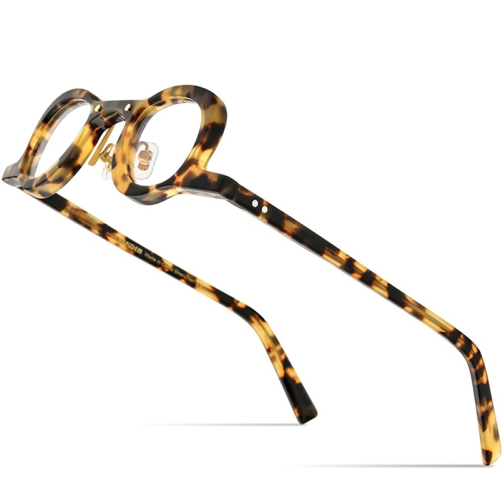 MUTYNE Montura de gafas de acetato para hombre, anteojos redondos pequeños Retro Vintage, gafas para mujer