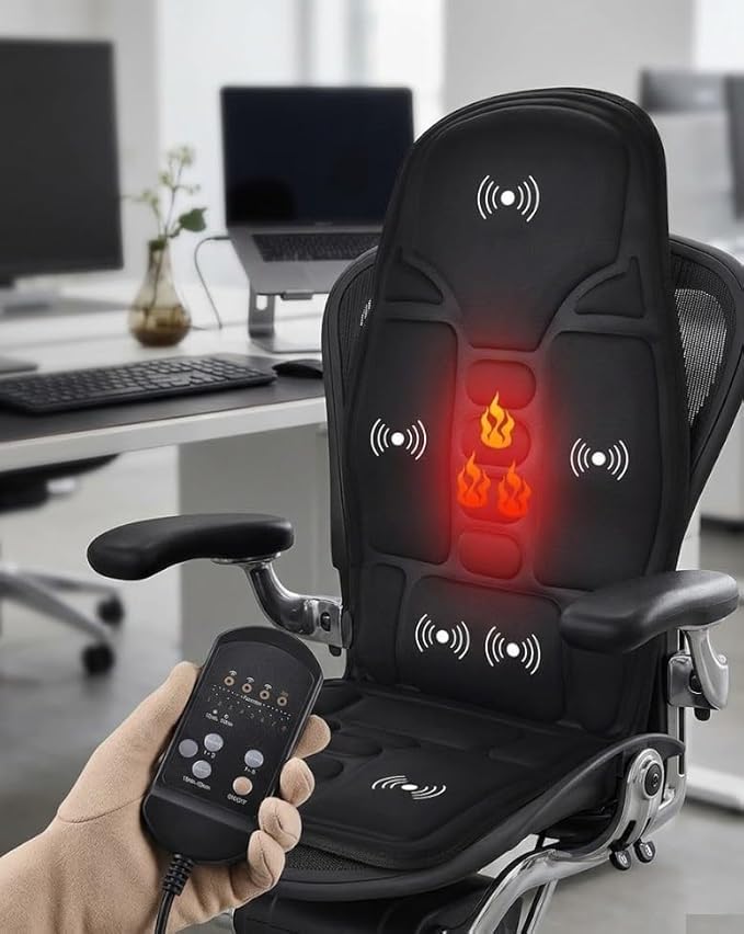 Full Body Massage Cushion Seat with Heat & 5 Motors | Office Chair Massager with 8 Modes & Remote, Back Waist Thigh Vibrating Mat for Home Relaxation & Comfort Use-image-18