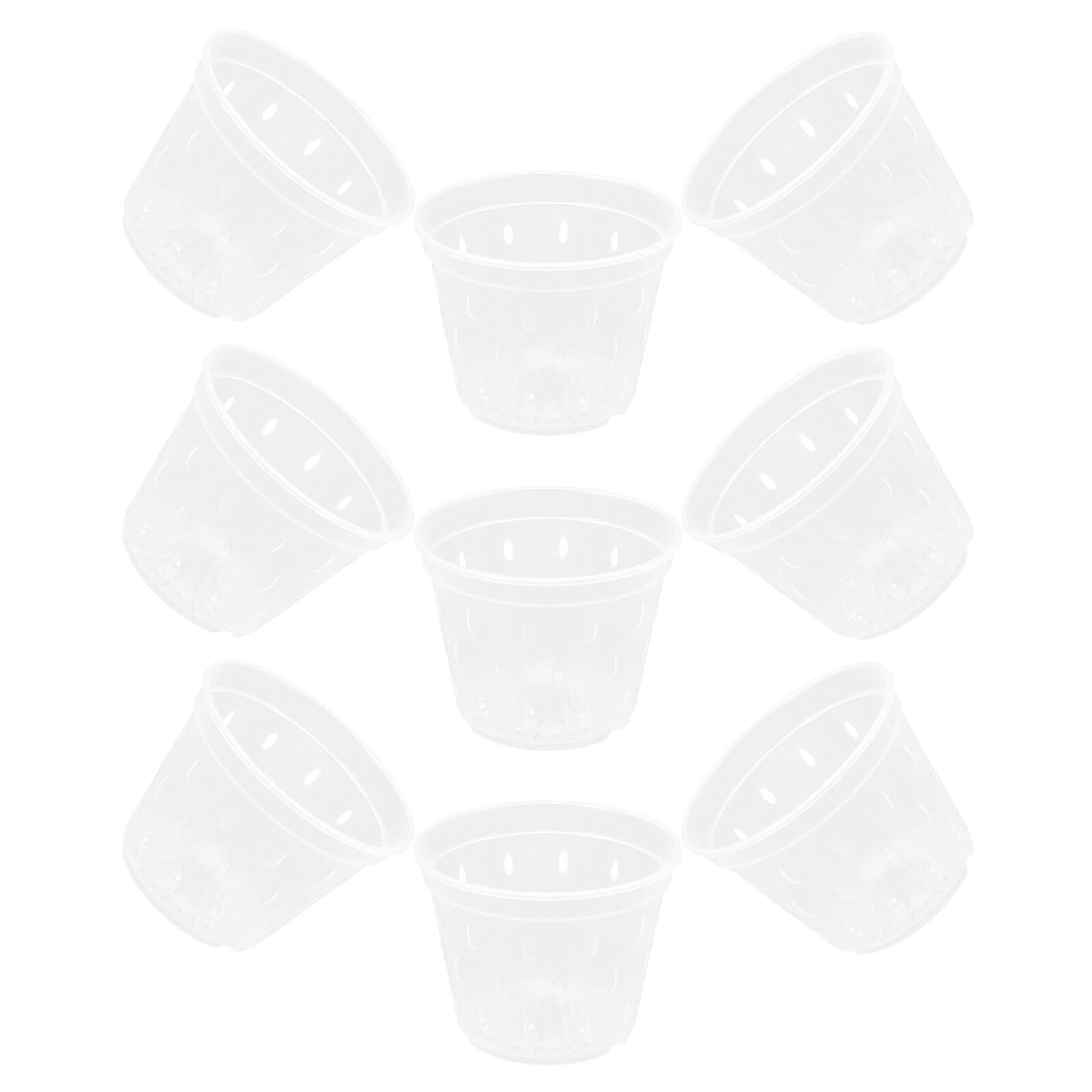 Pot de pépinière plastique pour orchidée avec drainage : lot de 9 pots transparents