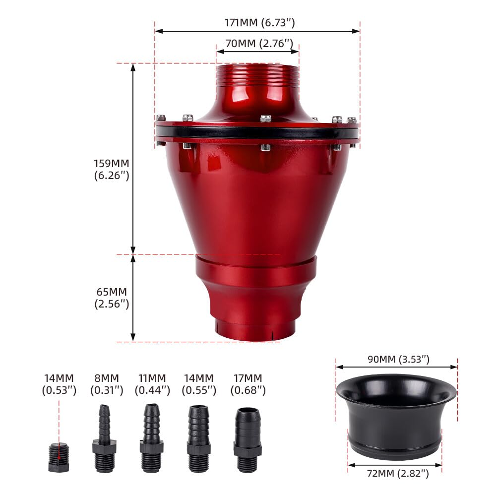 Sistema de admisión de aire frío universal de 70 mm, kit de filtro de aire rojo para coche