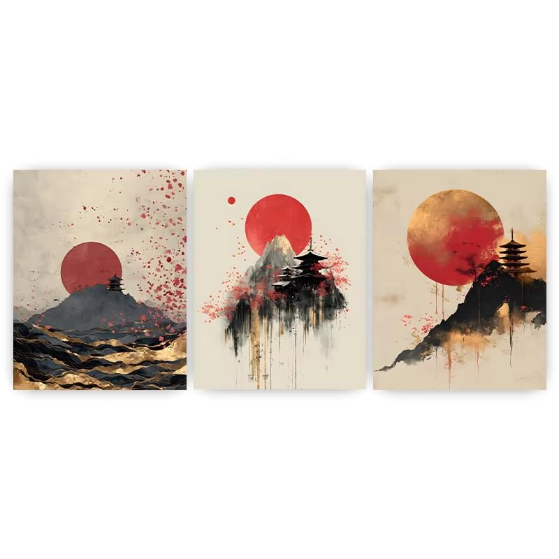 Tableau abstrait paysage japonais AEFOUU toile moderne salon 30x42cm