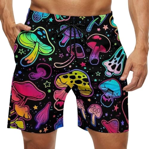 Men's Neon Swim Trunks with Mesh Liner Quick Dry Beach Shorts for Mens Board Shorts Swimwear