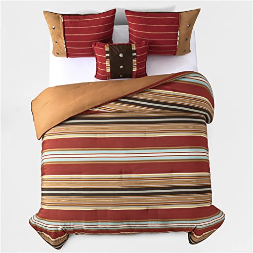 Image of H HIEND ACCENTS Paseo Road Calhoun 5 Piece Queen Striped Comforter Set
