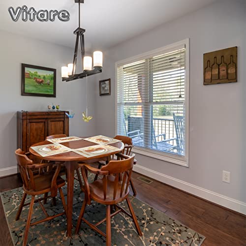 Vitare Tovagliette Americane Lavabili,Tovagliette Colazione Set di 6,Tovaglietta Resistente al Calore,Tovagliette Americane Impermeabili,Ecopelle Bicolore,45×30cm-Beige e Verde - immagine 6