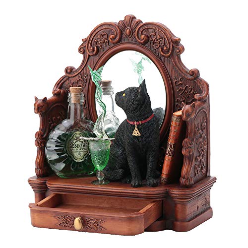Estatua de Resina Veronese Design Lisa Parker Gato Negro con Espejo y Cajón miniatura 2