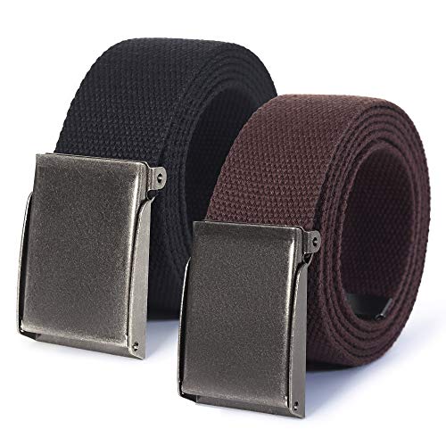 Image of Mile High Life Canvas Web Belt | Cut to Fit Up to 52 inch | Flip-Top Matte Silver Nickel Buckle 12 Colors