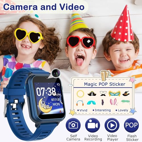 Image of Cosjoype Kids Game Smart Watch for Kids with 39 Puzzle Games HD Touch Screen Camera Music Player Pedometer Alarm Clock Calculator Flashlight 12 /24hr Kid Watch Gift for 4-12 Year Old Boys Toys for Kid