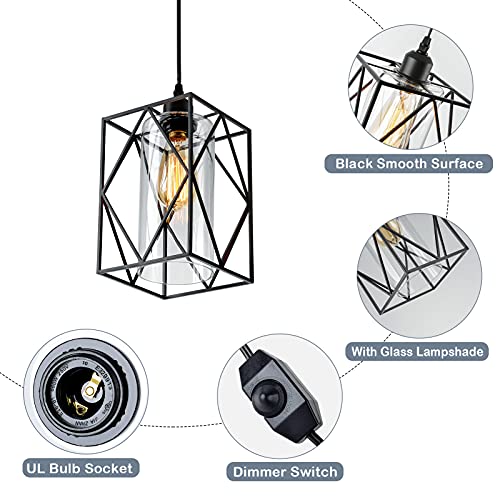 Hmvpl Plug In Pendant Light With Dimmer Switch, Outdoor Farmhouse Hanging Lights Fixtures For Gazebo And Porch, Plug In Ceiling Light For Kitchen Island Table Bedroom Hallway Foyer #TOP3