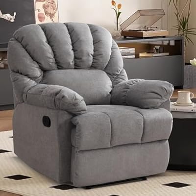ANJ Manual Recliner Chair, Overstuffed Recliner with Soft Cushion and Wide Back, Comfy Padded Reclining Single Sofa for Living Room by ANJ