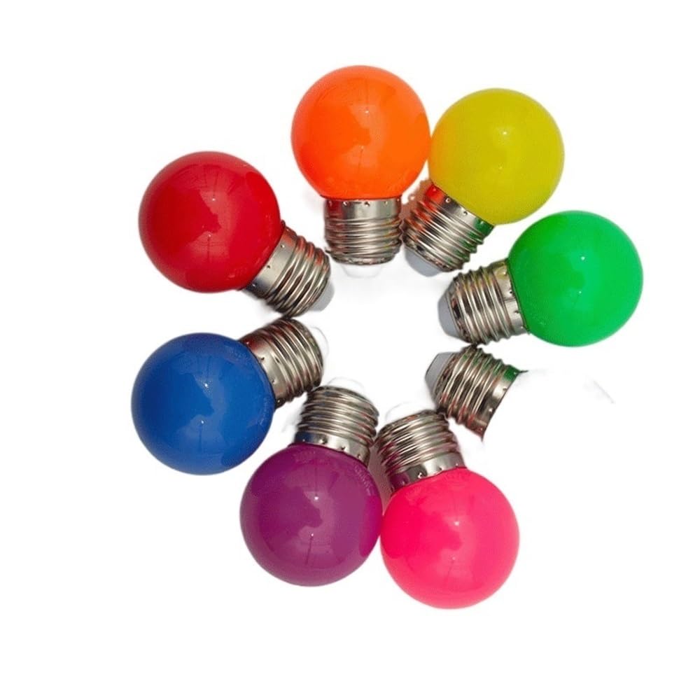 KJXP Lighting, Pack de 20, ampoule LED couleur G45 AC220V E27 ménage 3w/5w, Source de lumière décorative romantique à 7 couleurs(Rouge,5W)