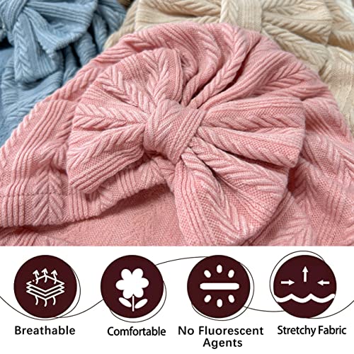 6 PCS Stretchy Baby Turban Hats, Baby Hat with Bows for Girls, Baby Boys Caps, Toddler, Newborn, Infant Hat Unisex3