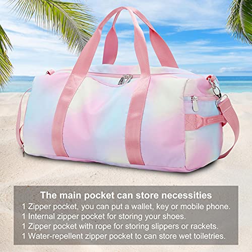 Bolsa ginástica, bolsa viagem/academia com bolso molhado e compartimento para sapatos, bolsa viagem
