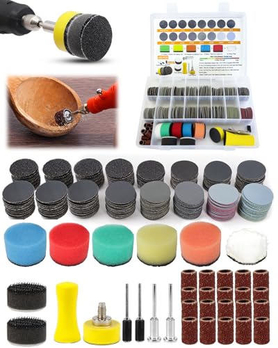 482 PCS 1 Inch Sanding Discs and Drums for Dremel Wet Dry Sanding Paper Polishing Kit with Sanding Bands Bits 60-10000 Grit Sandpaper Hook and Loop for Dremel Rotary Tool Accessories DIY Resin Wood