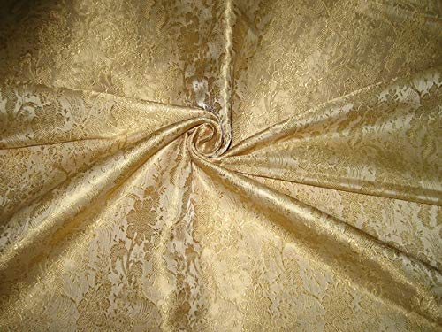 Tissu brocart en soie floral beige doré 112 cm BRO9 pour couture