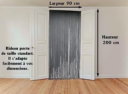 Rideau de porte pour intimité de studio en coton naturel gris tressé - 3
