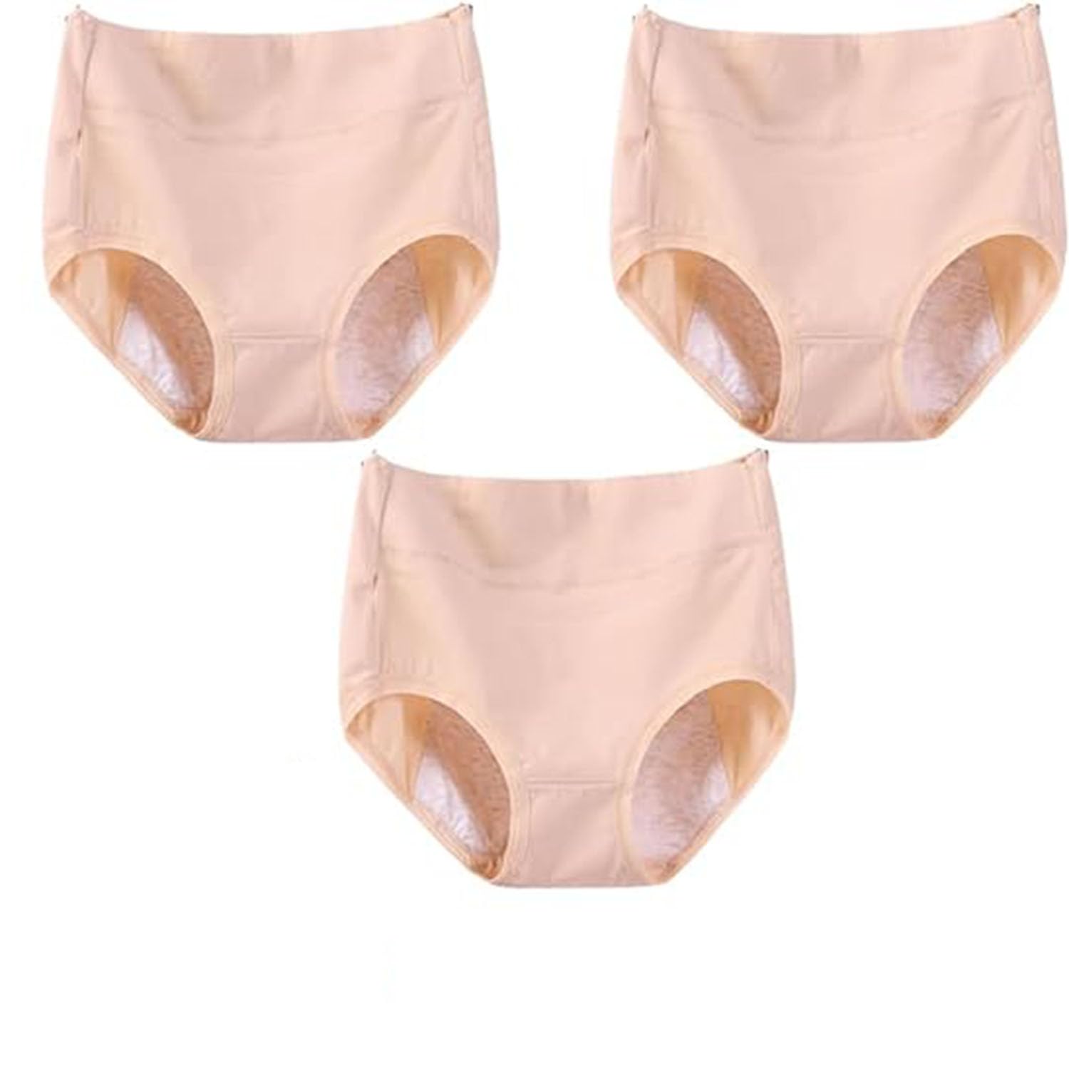 IsoUde High Waist Plus Size Cotton Leak-Proof Physiological Underwear, High Waist Cotton Tummy Control Panties for Women (3pcs-B,XL)