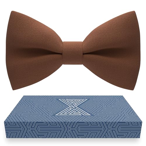 Bow Tie House Babies Classic Pre-Tied Bow Tie Formal Solid Tuxedo (Small Spice Brown)