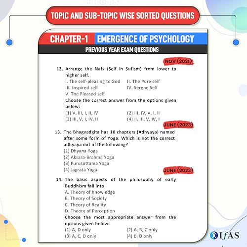 Image of UGC NET Psychology Book 2026 | 12 Years (2014 - Jan 2026) Previous Year Solved Papers with Detailed Explanations | Paper 2 PYQ Book for NTA UGC NET /JRF & SET Psychology Exams | IFAS