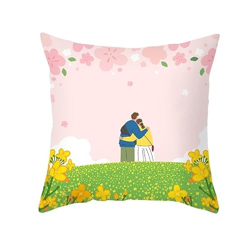Chenlane Silk Couch Pillow Covers Country Cushion Chaise Flower, Cotton Deep Premium Thickened Fabric 50x50 cm, 1Pcs