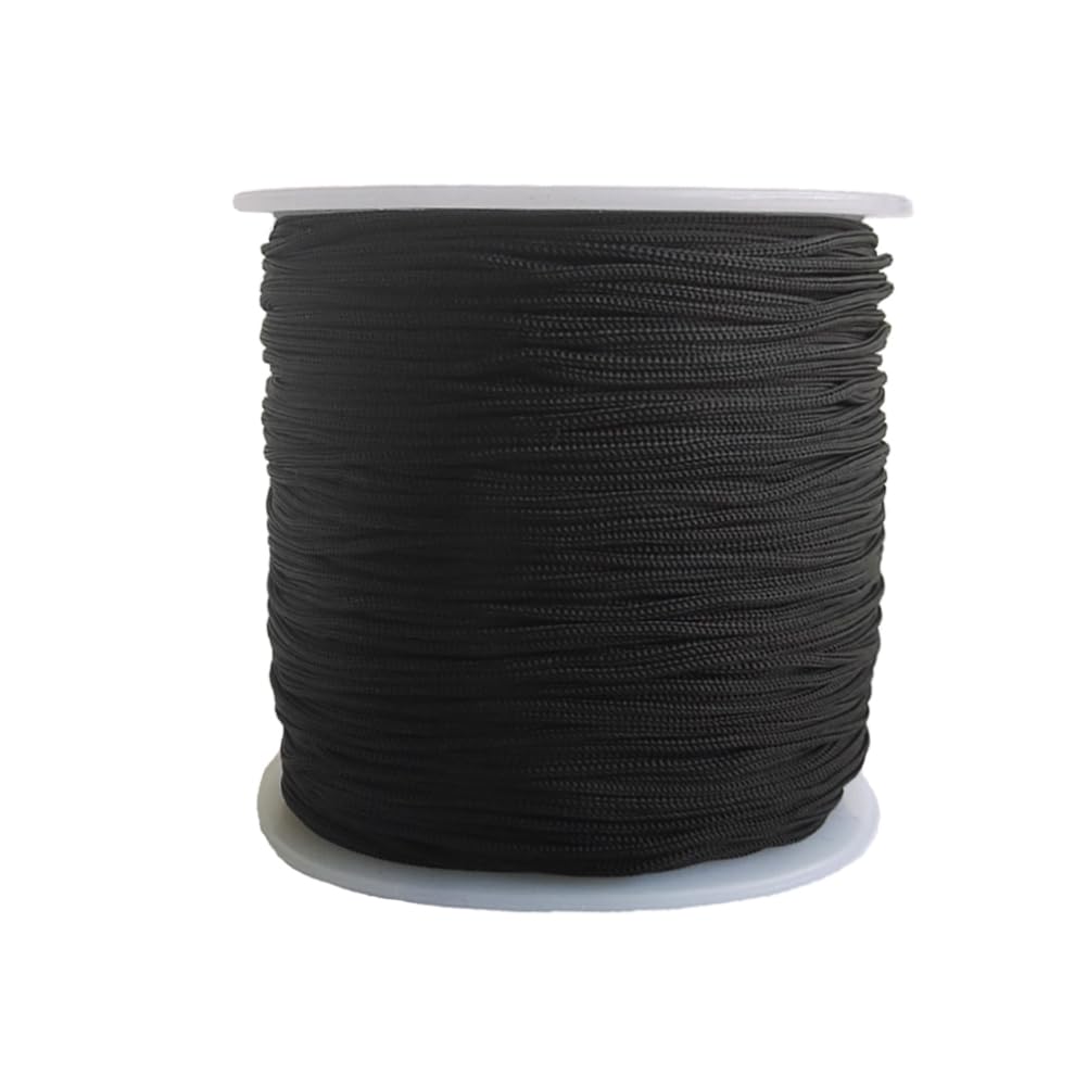 1mm x 130 Yards Nylon Beading Cord Braided Thread String for Chinese Knotting, Friendship Bracelets,Rattail Macrame,Necklaces,Pendant,Jewelry Making (Black)