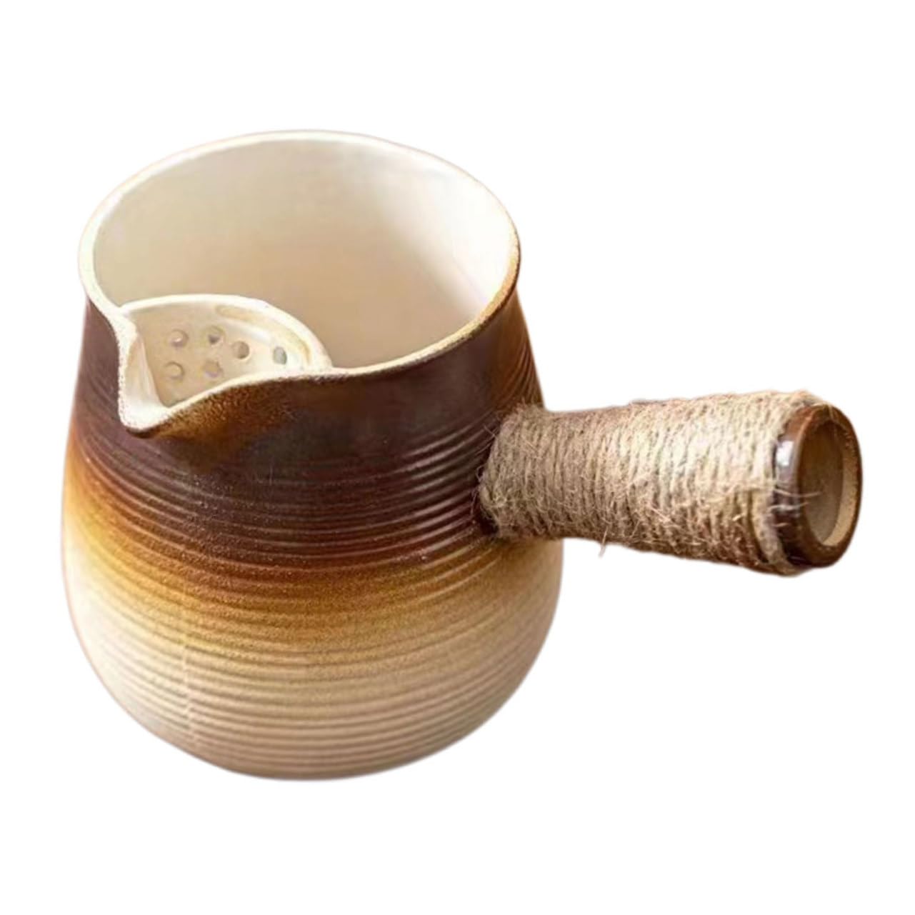 DECHOUS Turkish Coffee Pot Coarse Pottery Stove Top Tea Maker with Elegant Gradient Design for Outdoor Camping for Brewing Coffee Tea and Warming Milk