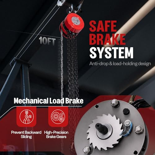 Image of SPECSTAR Hand Chain Hoist 2 Ton 4400 Lbs Capacity 10 Feet with 2 Hooks