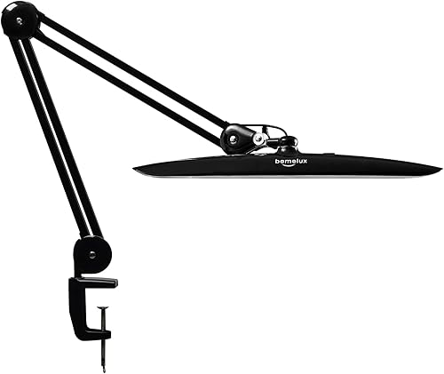 Bemelux Lámpara LED de escritorio con abrazadera, lámpara de tareas de atenuación para lectura, escritorio, oficina, banco de trabajo, mesa,