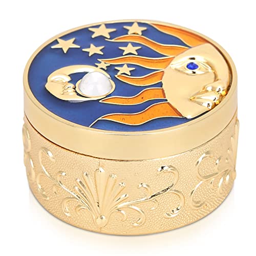 Agatige Boîte de rangement en métal ronde vintage motif étoile lune petite boîte de rangement pour bijoux, boîte cadeau personnalisée avec couvercles pour femmes...