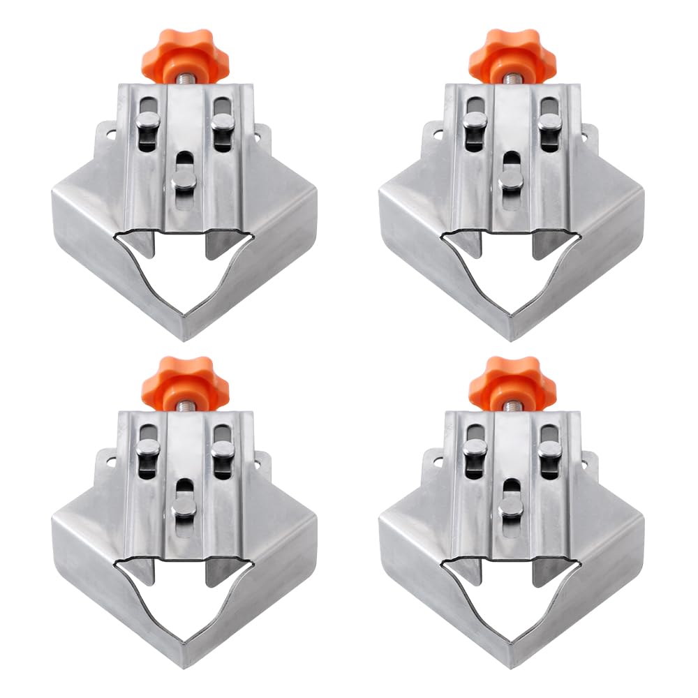 4PCS Multipurpose Stainless Steel 90 Degree Corner Clamp, Woodworking Right Angle Clamp 90° Holder, Stainless Steel Right Corner Clamps for Woodworking, Right Angle Clip Fixer Tools (Closed Type)