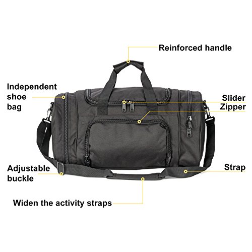 Military Tactical Duffle Bag Gym Bag for Men Travel Sports, Black, Size Middle