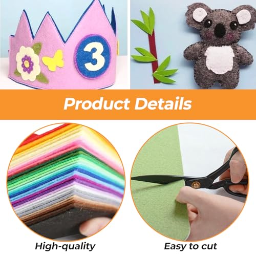 40 Farben Bastelfilz, Polyester Filz zum Basteln 20 x 30 cm Bunte Filzplatten 1mm Filzstoff Felt Fabric mit Bunter für DIY-Projekte Handwerk Nähen Projekte Patchwork Decoration