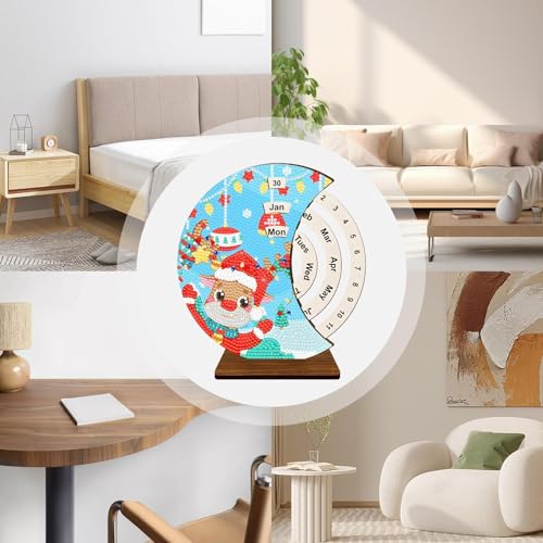 Calendario perpetuo artesanal con diamantes de imitación para decoración de escritorio elegante 6