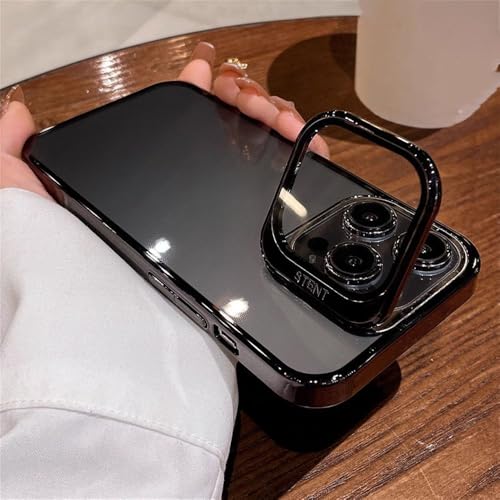 iPhone 15 12 13 14 16 Pro Max�p ���b�L�����t���J���������Y�ی�X�^���h�d�b�P�[�X �n�[�h�ϏՌ��J�o�[ �u���b�N iPhone 15�p