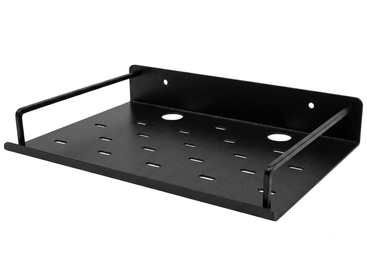 Wall Mounted Metal Storage Shelf | Perforated Router & Set Top Box Stand | Durable Iron Organizer Rack for Home, Office & Entertainment Use-image-26