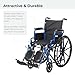 Drive Medical Blue Streak Lightweight Foldable Wheelchair for Adults, Seniors, and Disabled - Swing-Away Elevating Leg Rests and Flip-Back Padded Arms - Black/Blue