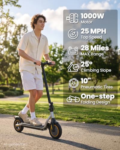 Image of Electric Scooter Adults, 1000W /500W Motor, 28 /21 Miles Max Range, 10'' /8.5 inch Tires All Terrain, 25 /20 MPH Top Speed, Lightweight Commuting E Scooter, Foldable for Adults Teens