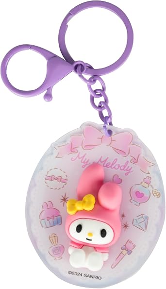 Blue Sky Studios My Melody Keyring - Cute Anime Merch for Kawaii and Anime Decoration - High Quality Design for Lovers of Cute Accessories - Ideal for Sanrio Fans, Pink, Purple, 6 x 6 cm, Modern