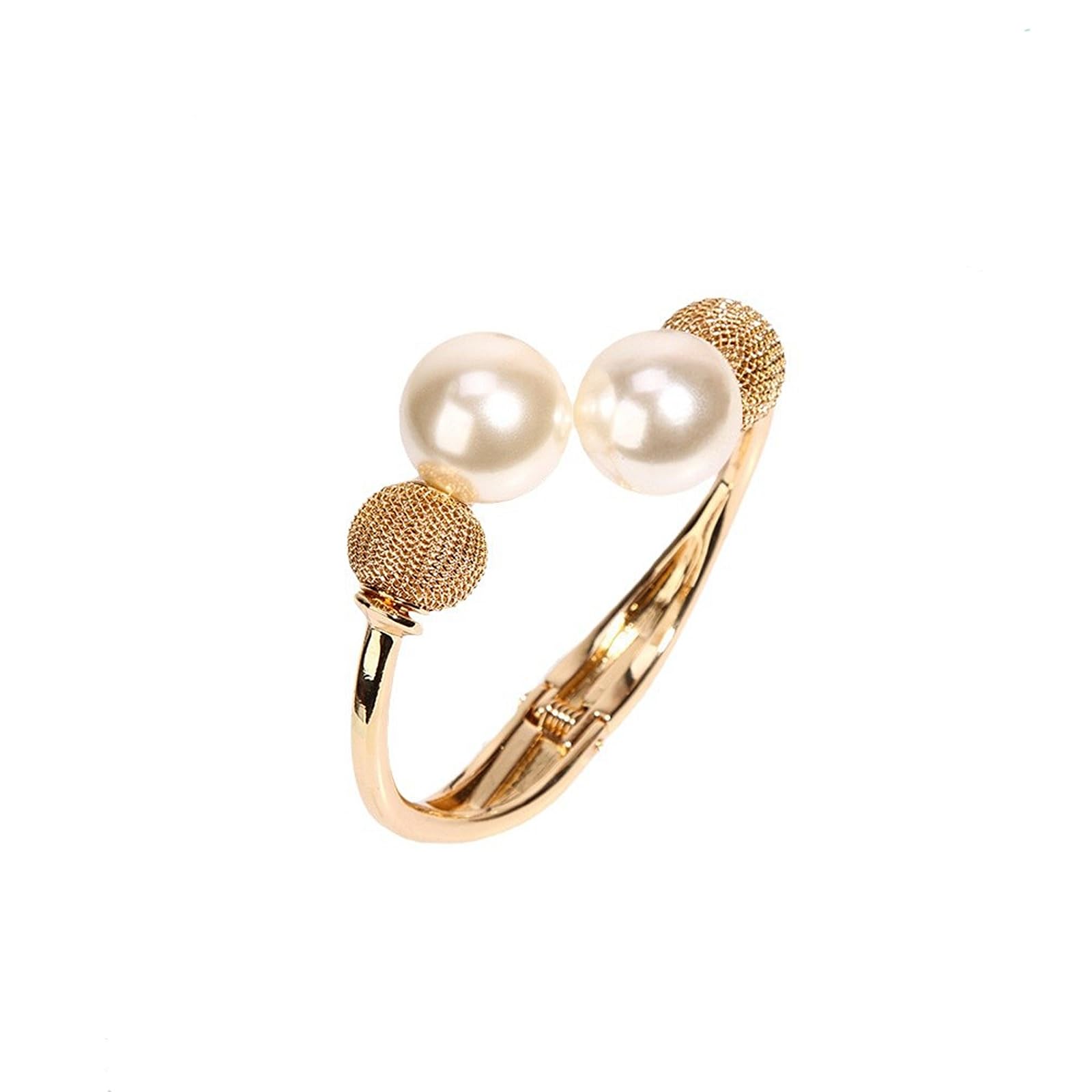 Chunky Gold Pearl Open Bracelet for Women Dainty Irregular Pearls Cuff Bangle Fashion Statement Ball Bead Wrist Bracelet Jewelry Accessories