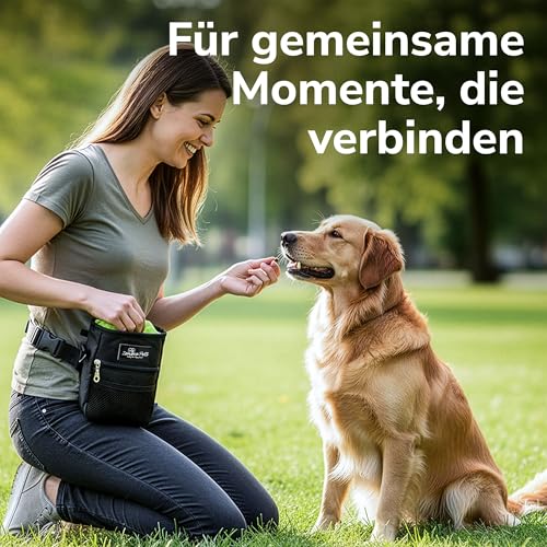ZENOVA PETS Leckerlitasche für Hunde, großer Leckerlibeutel & Snackbeutel Hund mit Reisenapf, Clicker, Kotbeutelspender & Handyfach, 3 Tragemöglichkeiten, ideale Futtertasche für Hundetraining