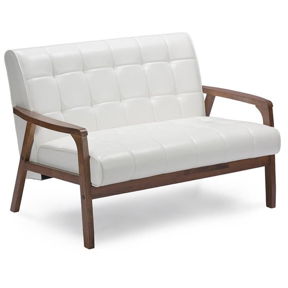 Baxton Studio Mid-Century Masterpieces Loveseat, White