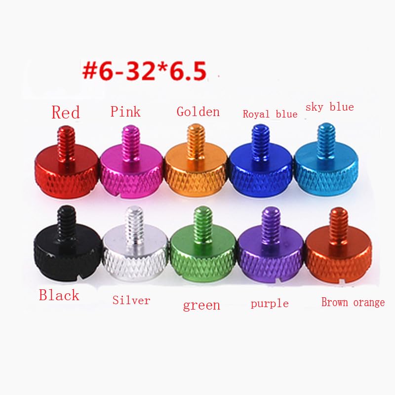 3PCS Thumb Knurled Screw Slotted Adjustment Hand Twist Bolts Multicolor Screws Aluminum Alloy 6#-32 * 12 - (Color: Silver)