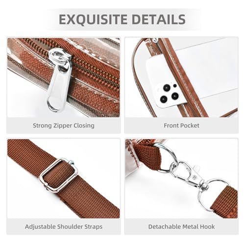 Image of Fibrdoo Clear Crossbody Purse Bag, Clear Bag Stadium Approved with Front Pocket for Concerts Sports Festivals