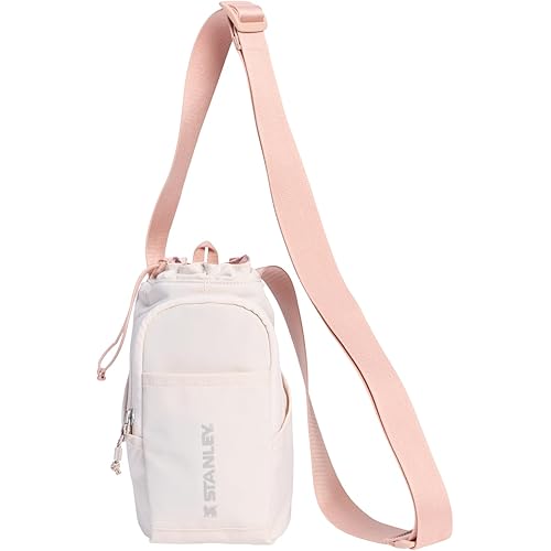 STANLEY Vitalize Carry-All Bag | Bottle Holder with Drawstring Cinch | Adjustable Shoulder Strap | Zippered Valuables Pocket | Durable Recycled Fabric | Rose Quartz