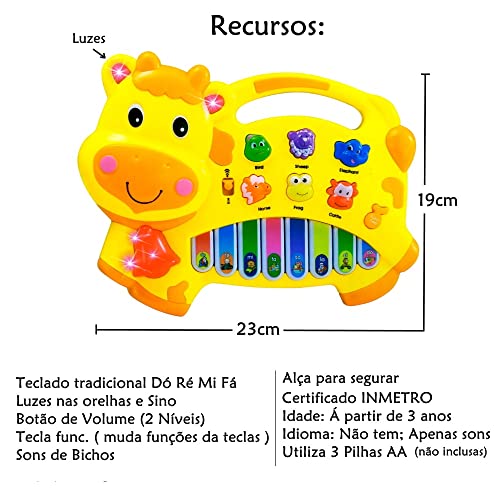 Pianinho Bebe Brinquedo Infantil Educativo Musical Baby com Som de Bichos - Vaquinha Amarela